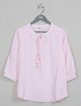 Excellent stripe blush pink cotton casual top