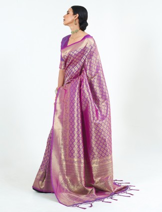 Exclusive purple wedding events kanjivaram silk saree