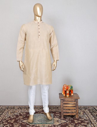 Festive wear beige kurta suit in cotton