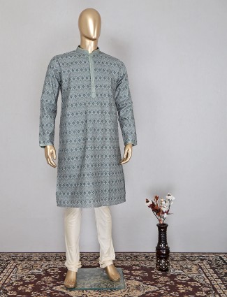 Festive wear green designer silk kurta suit