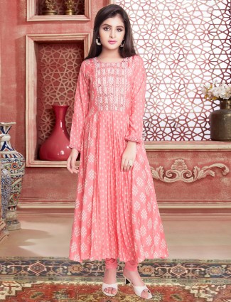 Festive wear pink color cotton silk salwar suit