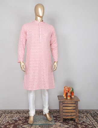 Festive wear pink georgette kurta pajama