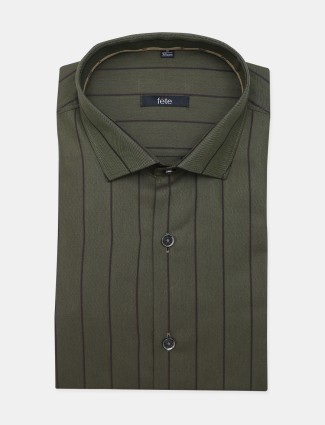 Fete checks style olive formal shirt for mens