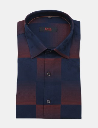 Fete navy checks style cotton shirt
