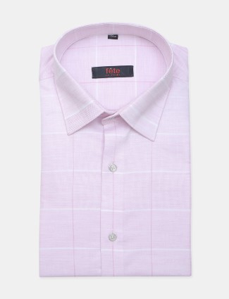Fete pink stripe cotton formal shirt for mens