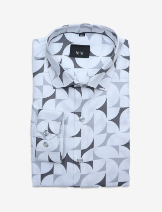 Fete printed white full sleeve shirt