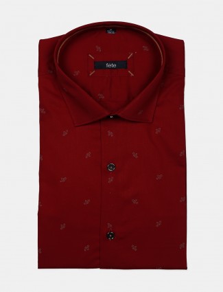 Fete red printed pattern cotton shirt