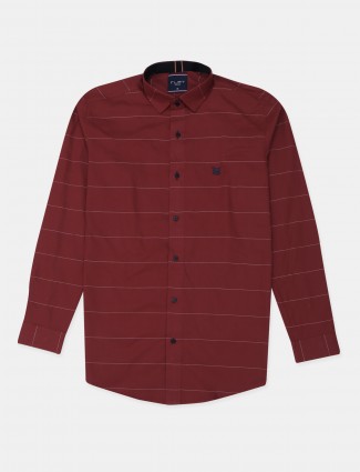 Flirt maroon stripe casual shirt for men