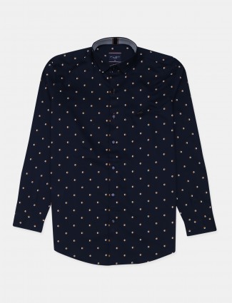 Flirt printed navy cotton shirt for men