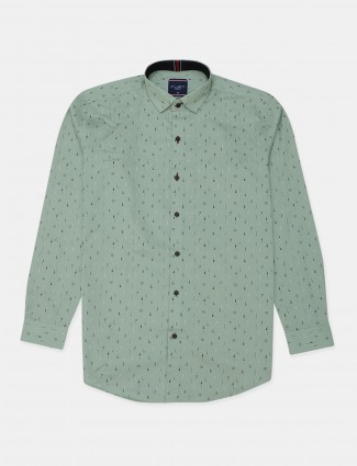 Flirt printed pista green hue shirt for men