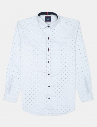 Flirt printed style white casual shirt for men