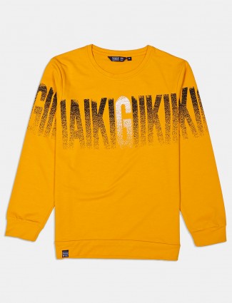 Freeze bright yellow printed mens sweatshirt
