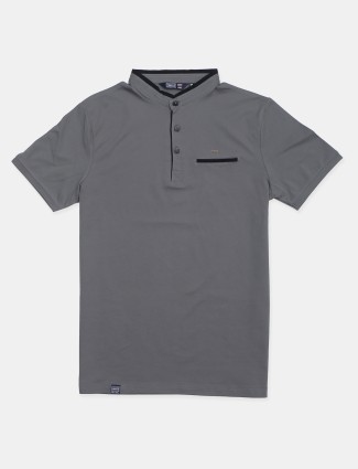 Freeze dark grey color solid cotton mens t-shirt