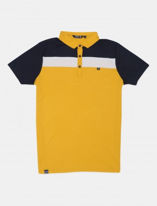 Freeze mustard yellow cotton slim fit t-shirt