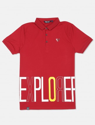 Freeze printed casual red t-shirt
