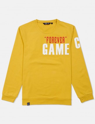 Freeze printed cotton yellow sweatshirt