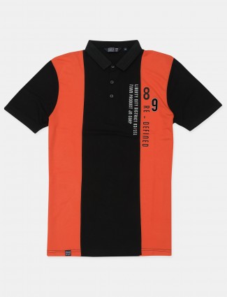 Freeze printed style orange and black shade cotton casual shirt for men