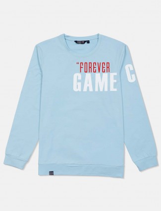 Freeze sky blue cotton printed sweatshirt
