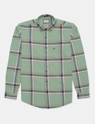 Frio checker cotton shirt in green color