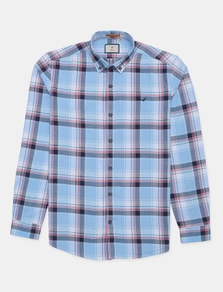 Frio cotton blue colored cotton casual shirt in checks