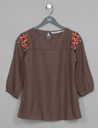 Georgette casual wear gorgeous brown top for women