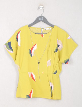 Georgette printed top in yellow