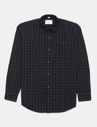 Gianti black color cotton hue shirt in checks style