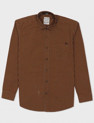 Gianti brown polka dot printed shirt