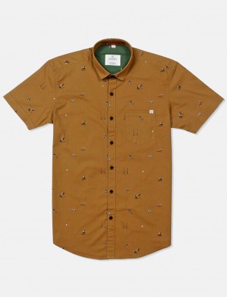 Gianti brown printed half sleeves shirt
