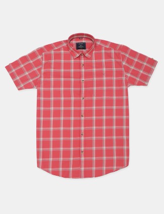 Gianti casual wear checks style carrot red shirt in cotton