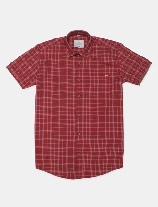Gianti casual wear red color checks style shirt for mens