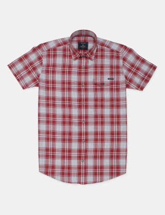 Gianti checks style red casual wear shirt in cotton