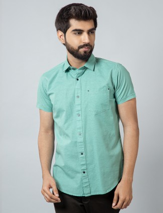 Gianti cotton casual wear mint solid shirt for mens