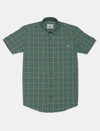 Gianti Green color checks style casual wear checks shirt in cotton