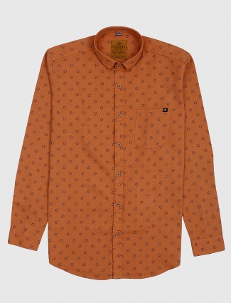 Gianti printed orange color casual shirt