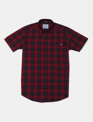 Gianti red cotton checks casual shirt