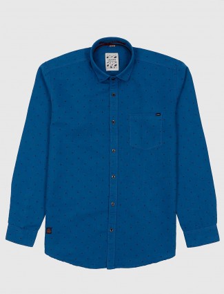 Gianti royal blue printed pattern shirt