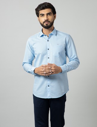 Gianti solid blue casual shirt for mens