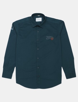Gianti solid teal green casual shirt for mens