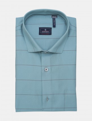 Ginneti aqua stripe cotton shirt