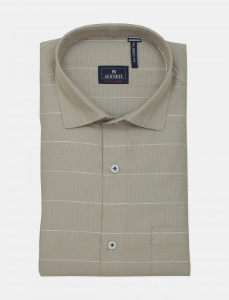 Ginneti beige stripe cotton shirt for men