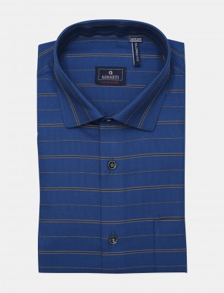 Ginneti blue stripe cotton casual shirt