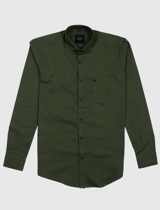 Ginneti dark green casual full sleeves shirt