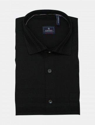 Ginneti formal wear black solid shirt