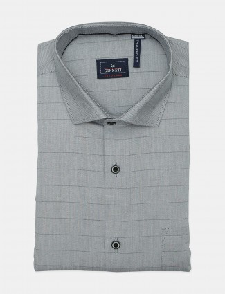 Ginneti full buttoned placket stripe grey shirt