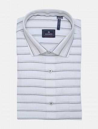 Ginneti full buttoned placket stripe white shirt