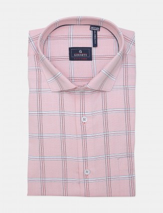 Ginneti pink cotton checks shirt