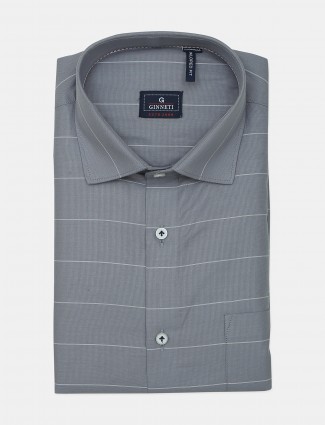 Ginneti slim fit stripe grey cotton shirt