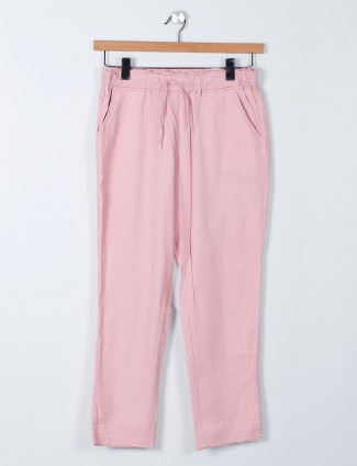 Global Republic solid pink casual wear pant