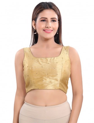 Golden raw silk blouse with sequence detailing